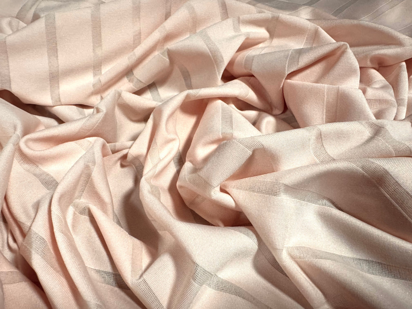 Burnout stripe stretch spandex single jersey fabric, per metre - soft pink