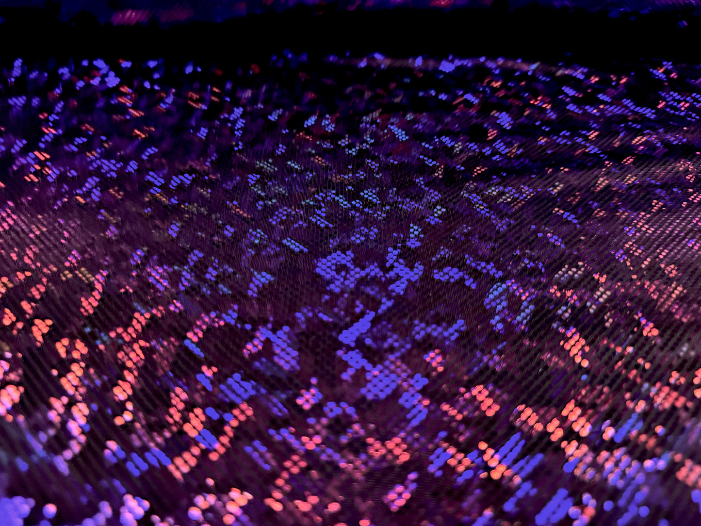 Lamé stretch spandex jersey fabric, per metre - hologram - black purple & magenta