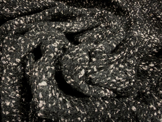 Heavyweight wool bouclé fabric, per metre - melange - black & dove grey