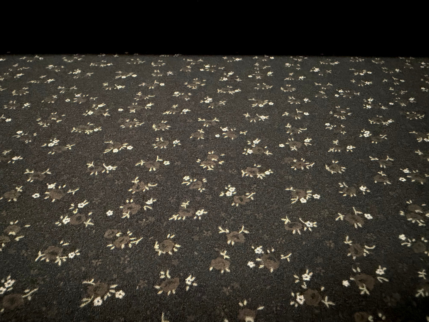 Soft touch stretch spandex jersey fabric, per metre - ditsy floral print - black & grey
