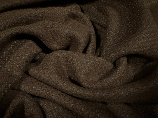 Wool blend tweed coat & jacket fabric, per metre - plain - chocolate brown