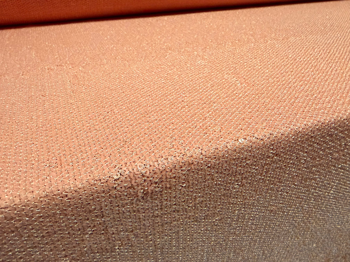 Couture sequin dress fabric, per metre - salmon