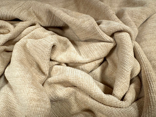 Soft chenille upholstery fabric, per metre - plain - beige