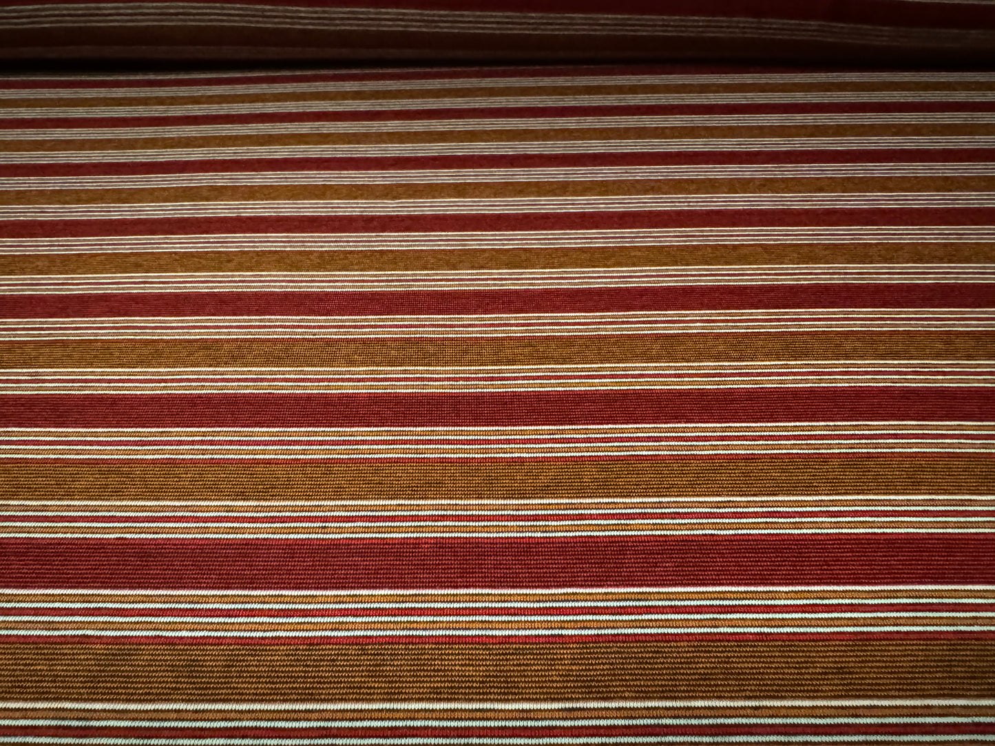 Viscose spandex stretch single jersey fabric, per metre - stripes - burnt orange & wine