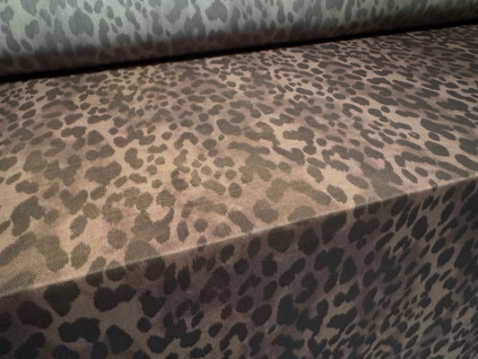 Power mesh net stretch spandex fabric, per metre - cheetah animal print - taupe