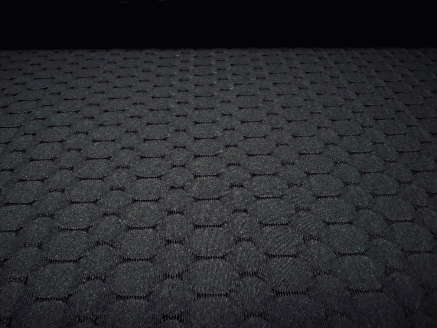 Hexagon jacquard double jersey spandex stretch fabric, per metre - black