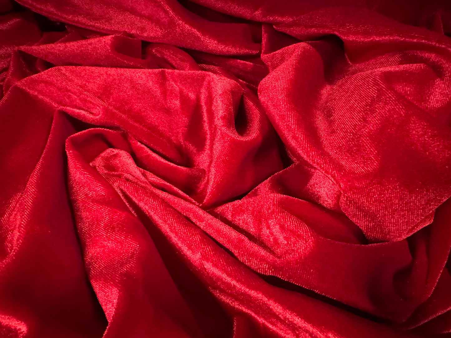 Spandex velvet stretch dress fabric, per metre - plain - red