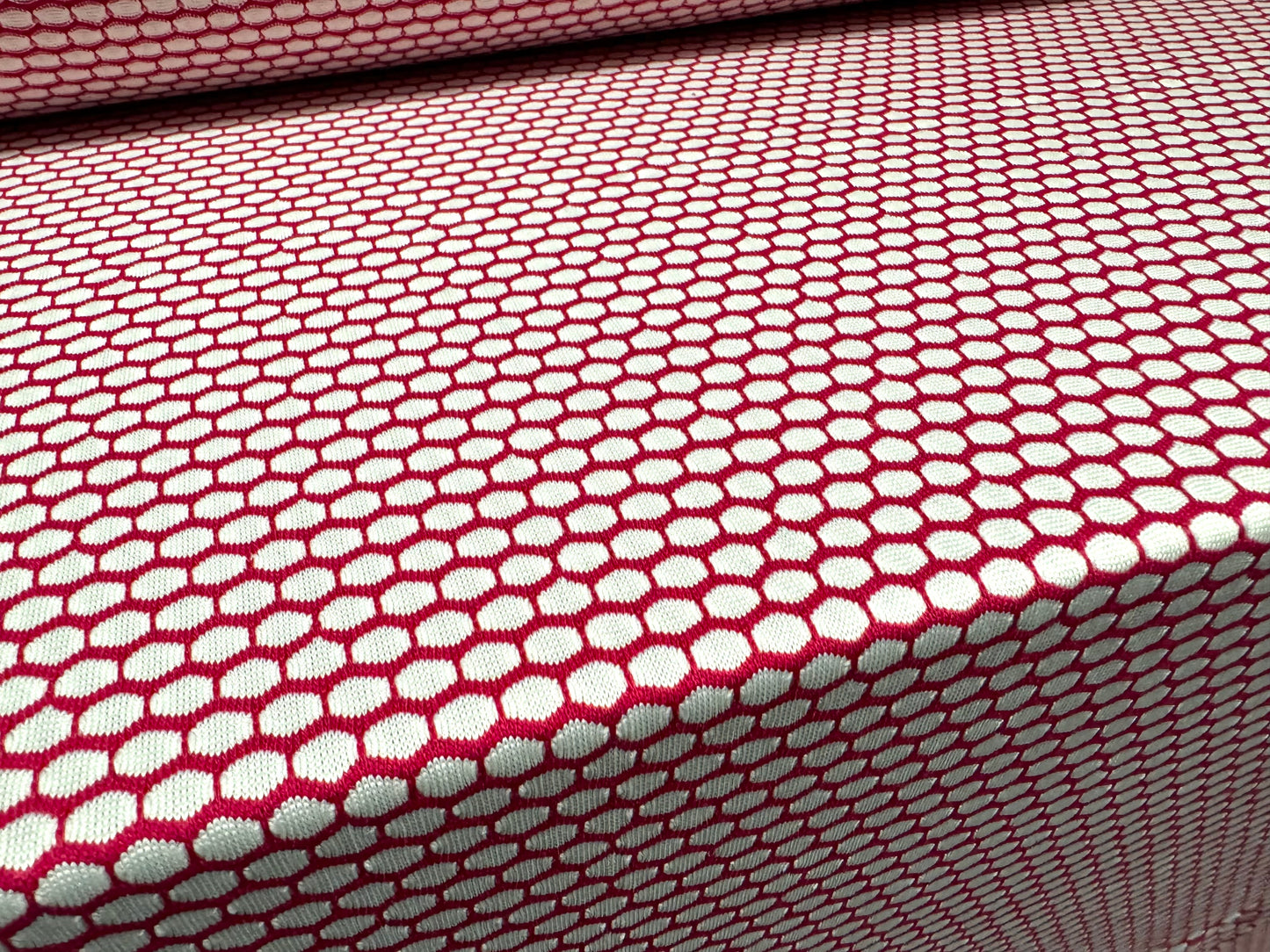 Stretch Jersey fabric, per metre - honeycomb jacquard - cerise pink