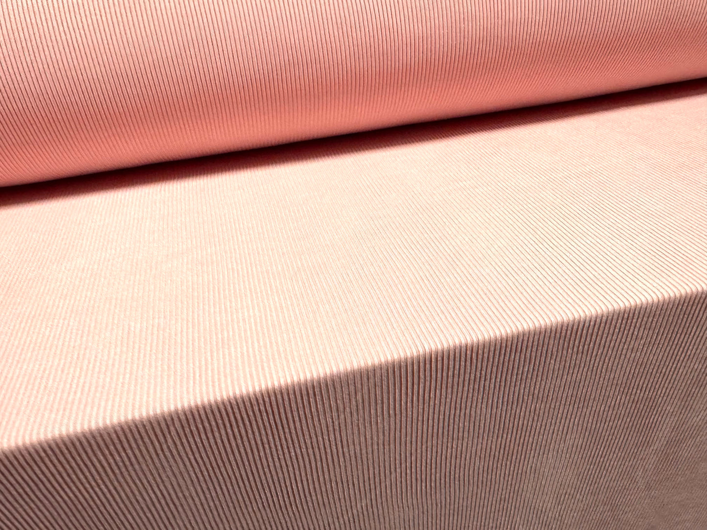 Fine ribbed spandex stretch jersey fabric, per metre - plain - pale pink