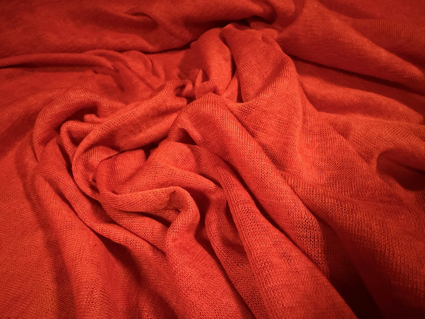 Linen look single jersey fashion fabric, per metre - plain - burnt orange