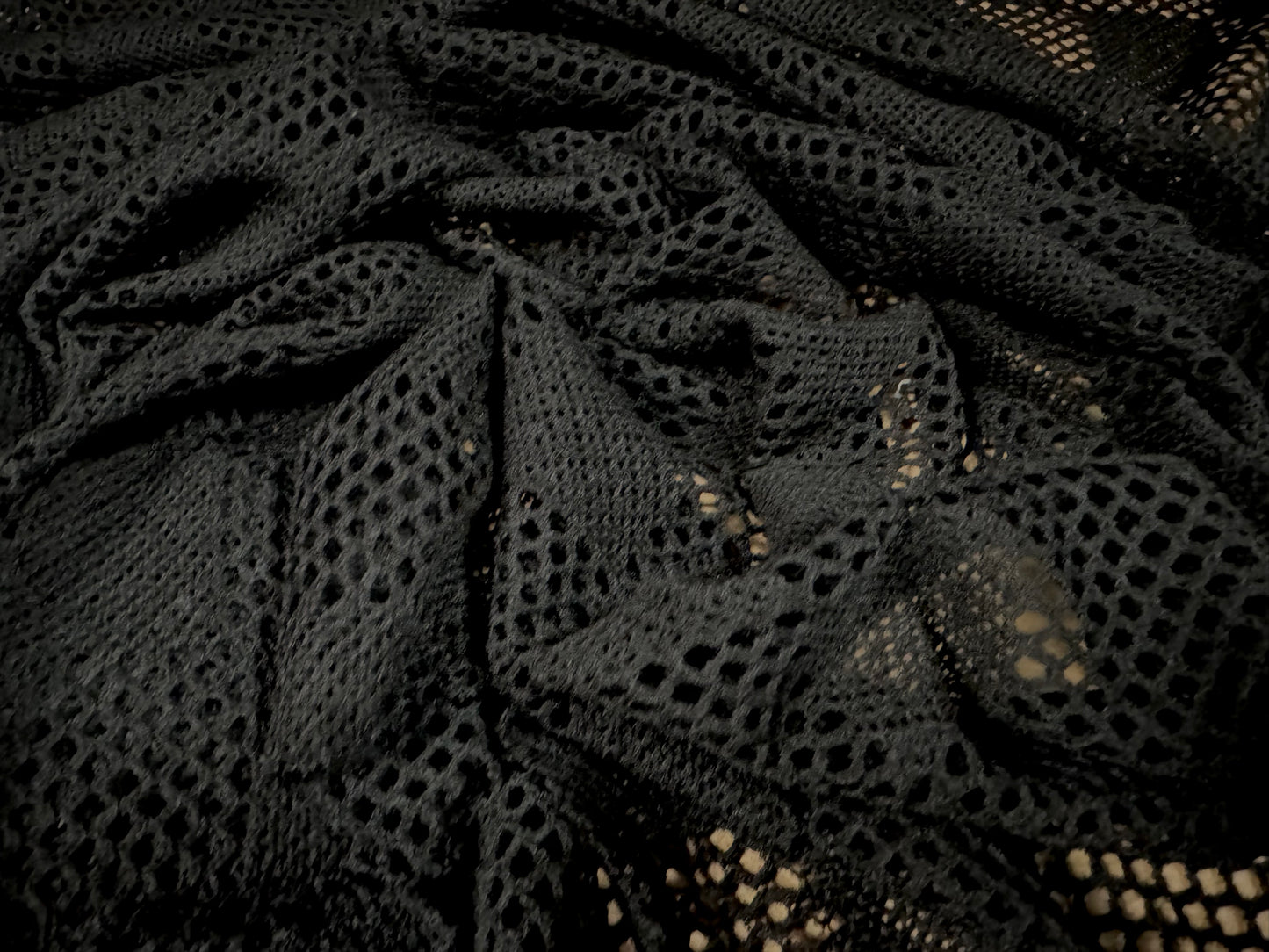 Stretch spandex fishnet jersey fabric, per metre - checkerboard - black