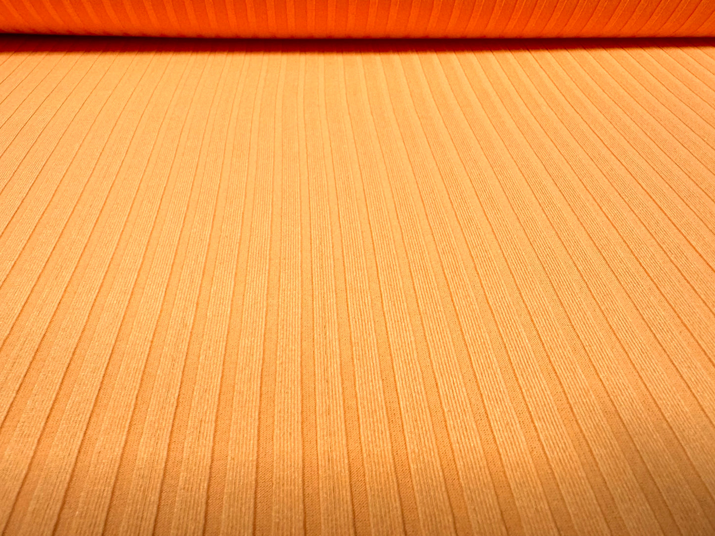 Stretch spandex rib jersey fabric, per metre - plain - bright apricot