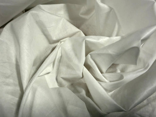 Glazed cotton lawn plain weave fabric, per metre - white