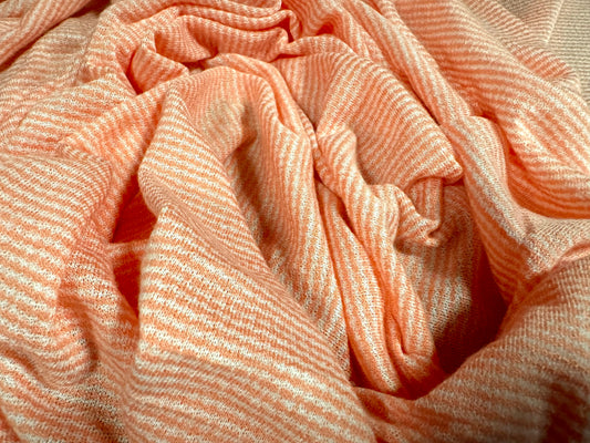 Textured stretch single jersey fabric, per metre - pinstripe - coral