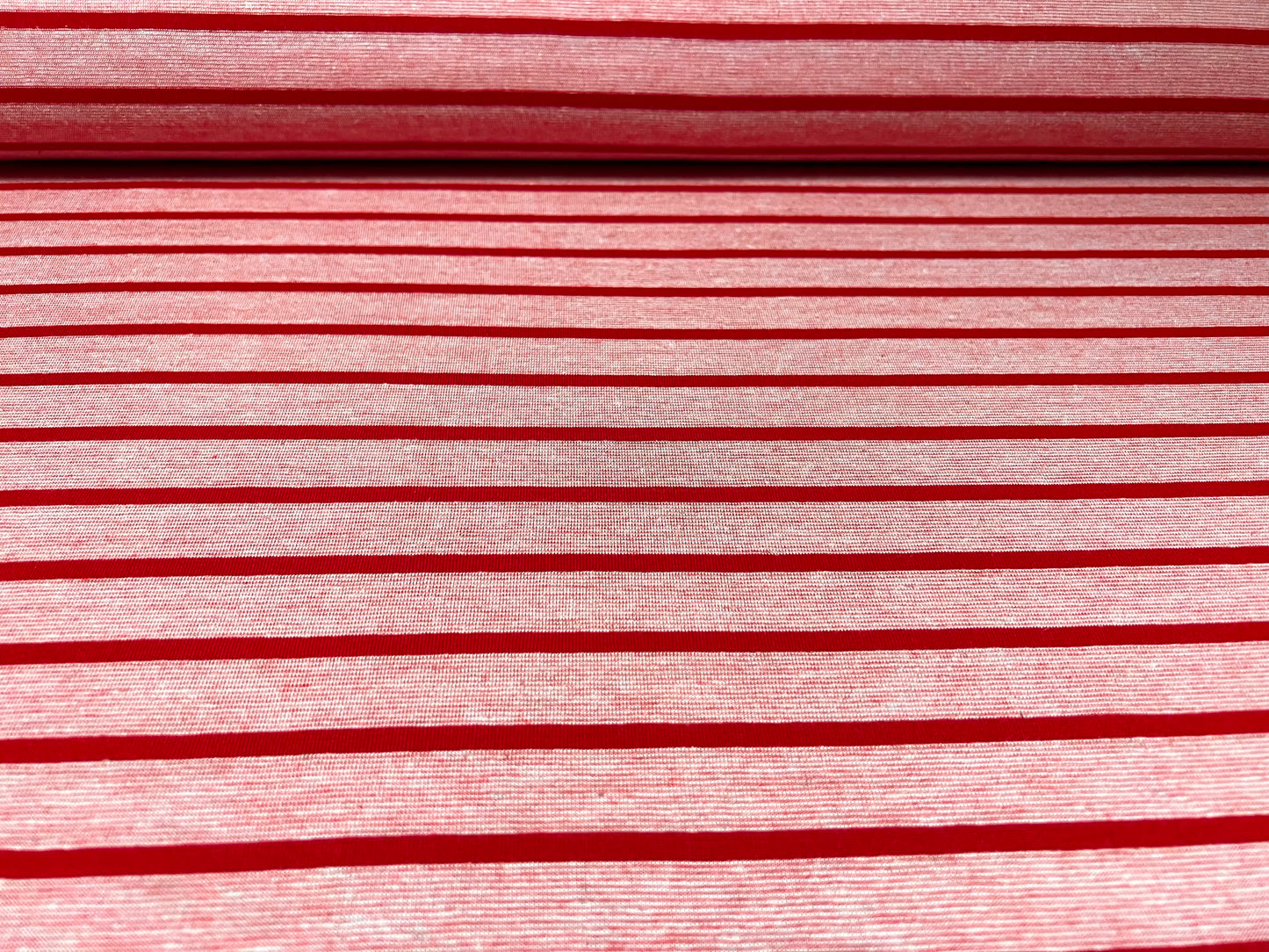 Viscose spandex stretch single jersey fabric, per metre - stripe - pink & red