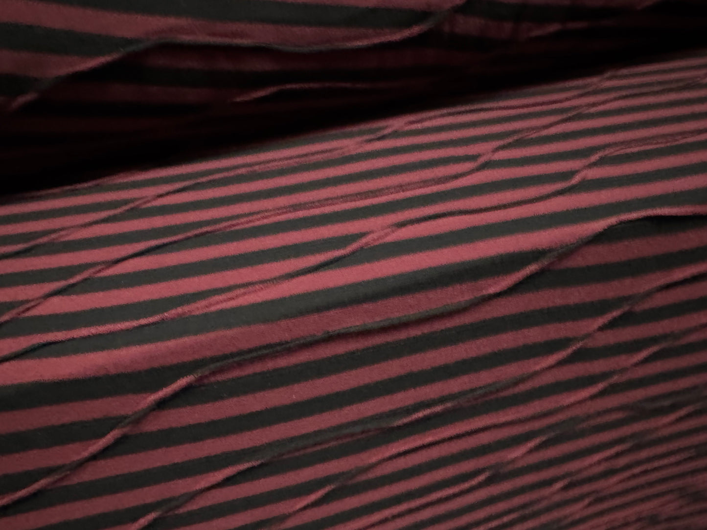 Soft handle stretch jersey fabric, per metre - New Age jacquard stripe - wine & black