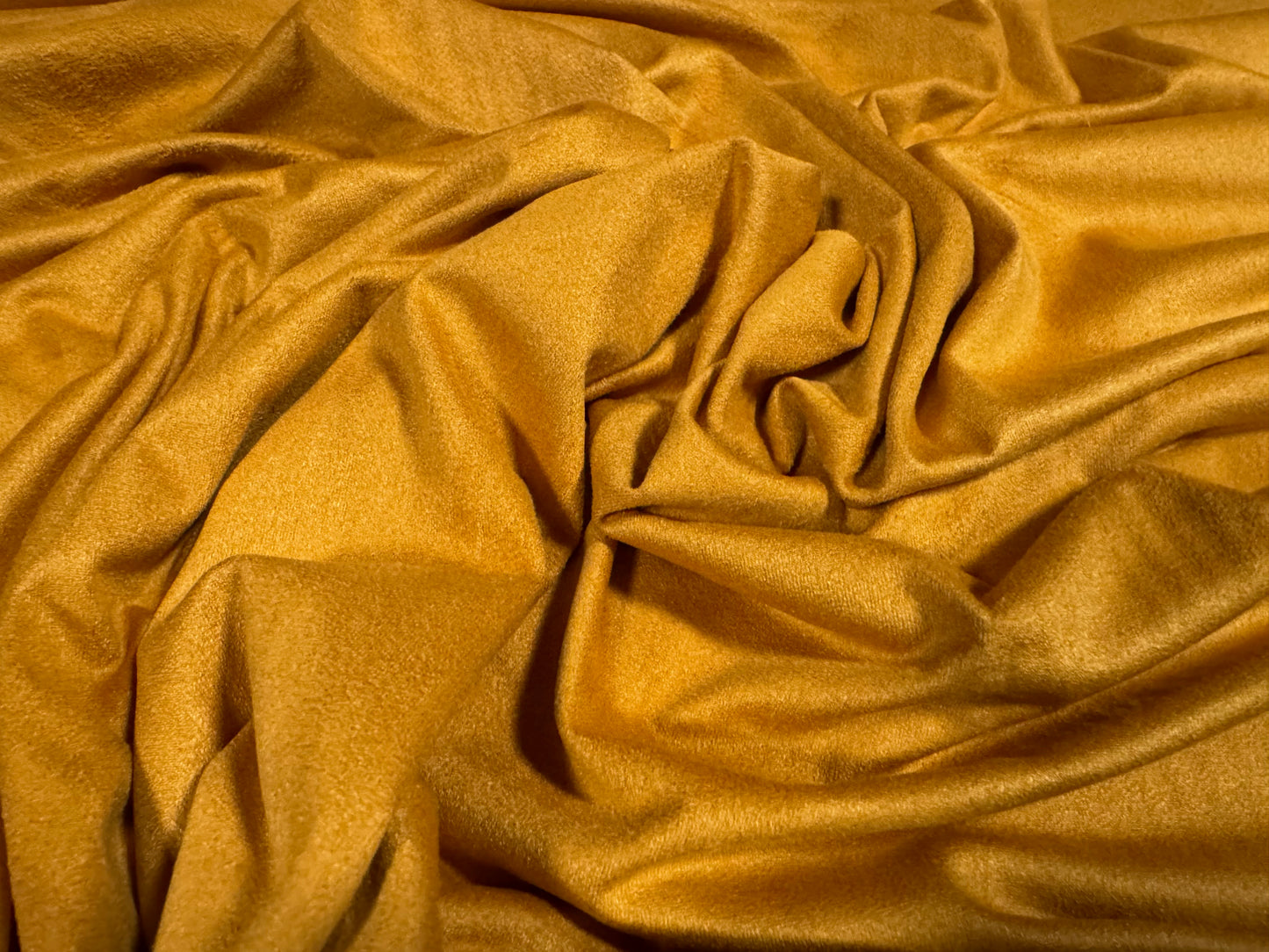 Faux suede stretch spandex jersey fabric, per metre - plain - gold