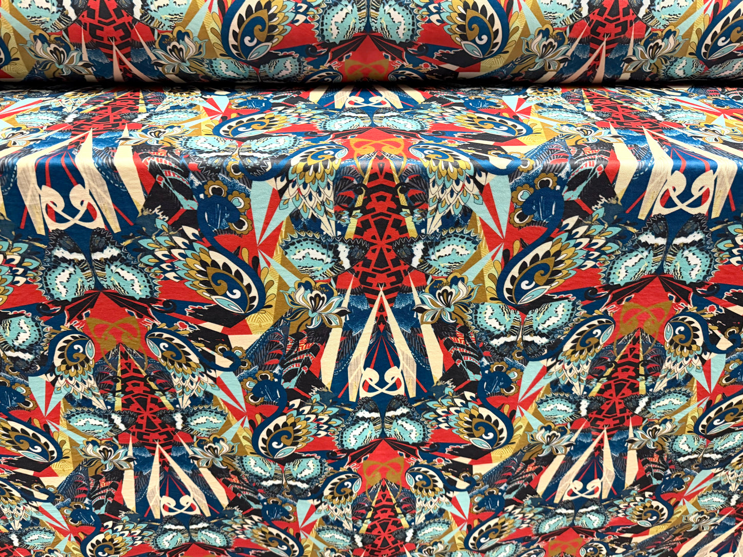 Toledo double jersey fabric, per metre - butterfly fantasy print - multicolour