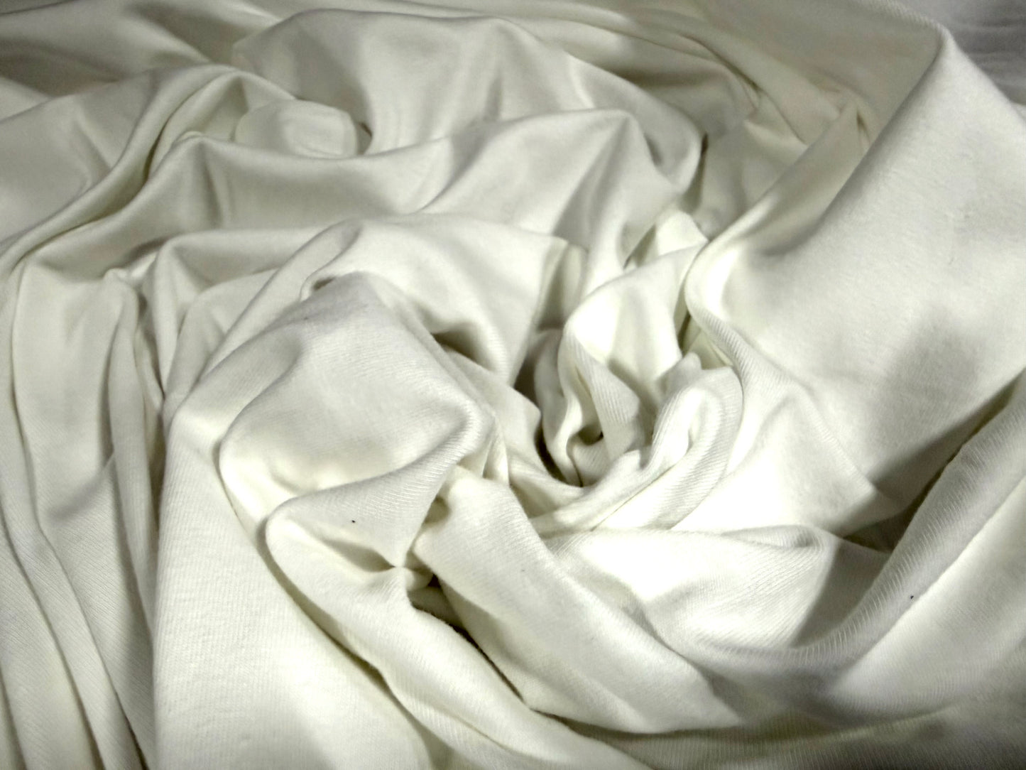 Combed cotton spandex stretch single jersey fabric, per metre - plain - white