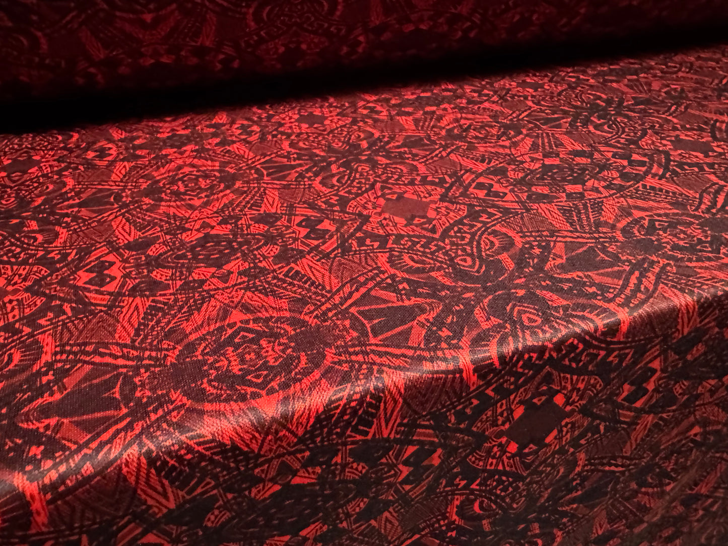 Single jersey fashion fabric, per metre - mandala print - cayenne
