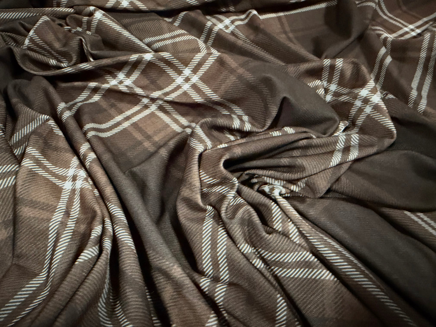 Stretch spandex ITY single jersey fabric, per metre - Argyle print - grey & taupe