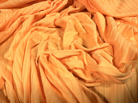 Stretch spandex rib jersey fabric, per metre - plain - bright apricot