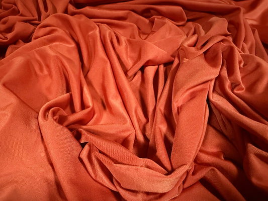 Soft touch spandex stretch jersey fabric, per metre - plain - burnt orange