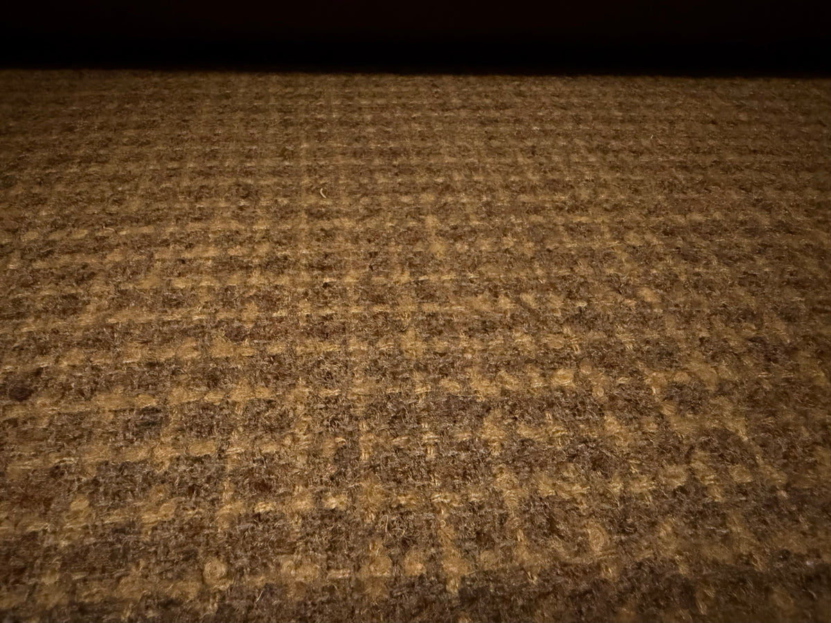 Wool bouclé fabric, per metre - checkered - hazelnut brown