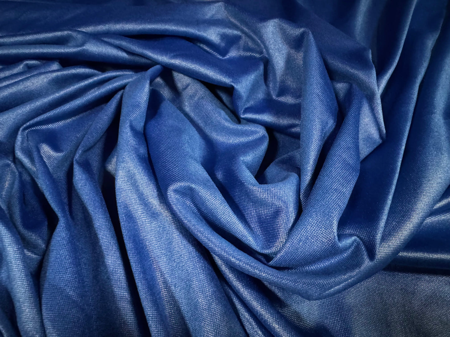 P.U. coated stretch spandex ciré wet look jersey fabric, per metre - plain - Royal Blue