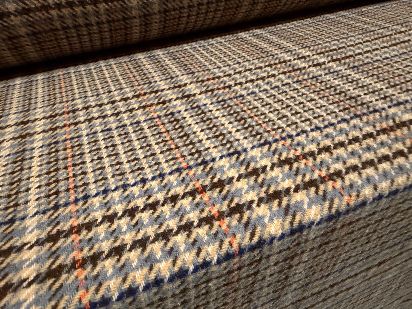 Heavyweight wool flannel fabric, per metre - check - light brown & orange