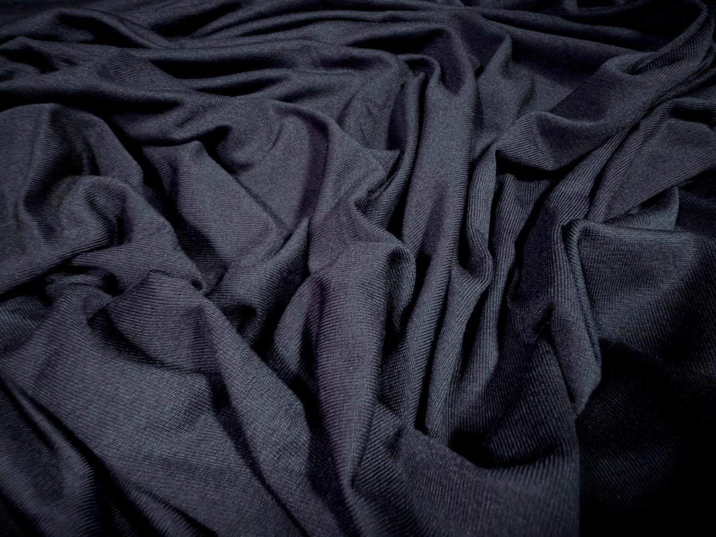Viscose spandex stretch single jersey fabric, per metre - plain - navy blue