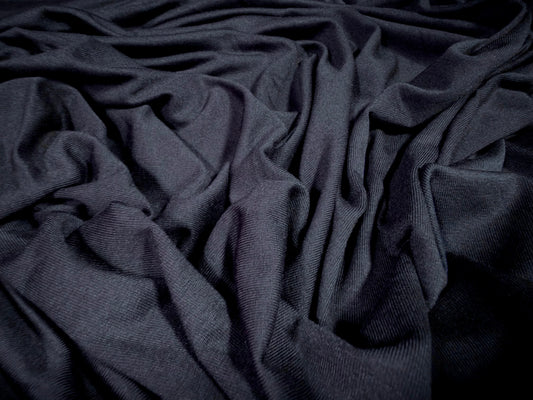 Viscose spandex stretch single jersey fabric, per metre - plain - navy blue