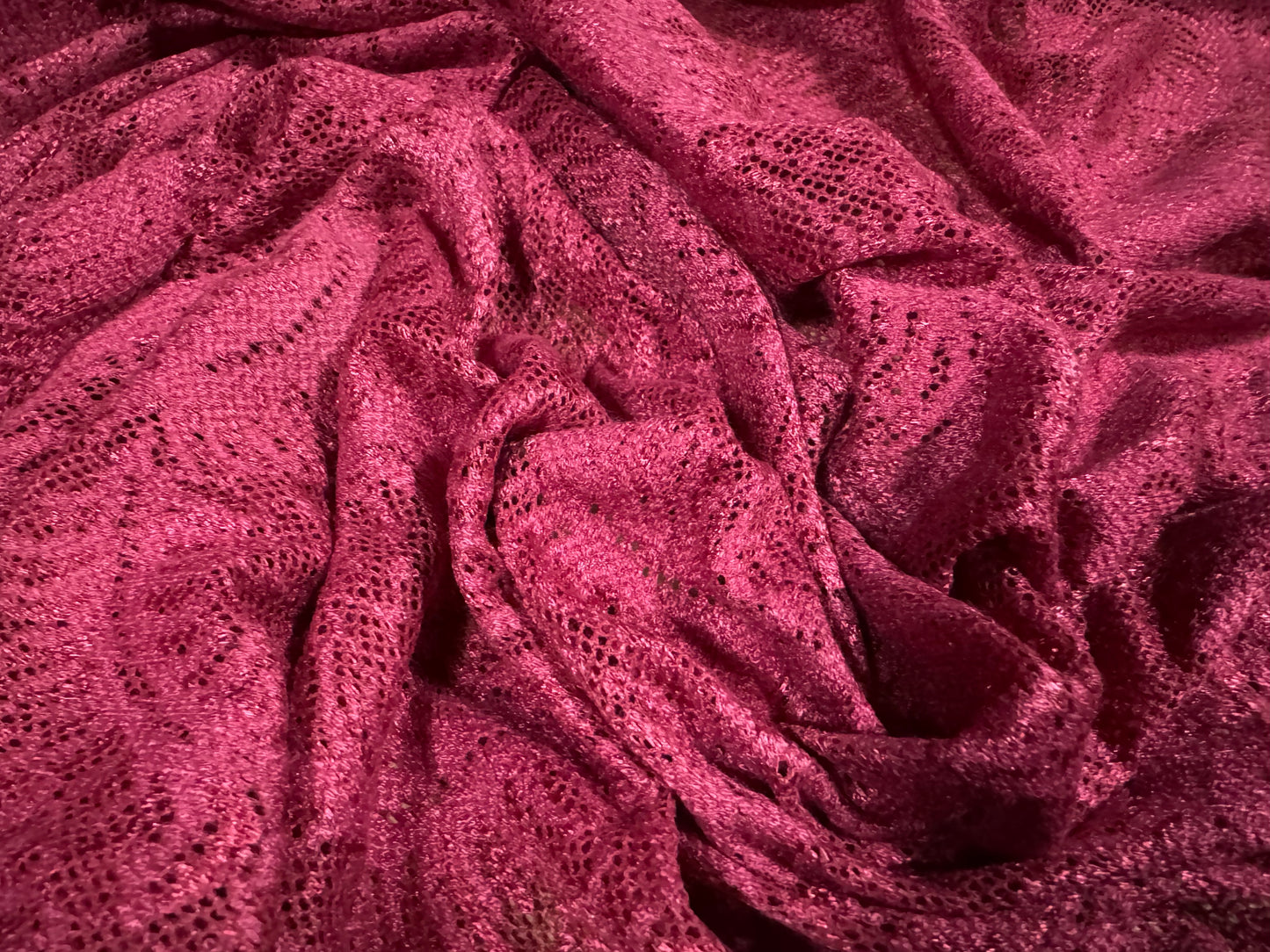 Fine lace fabric, per metre - paisley swirl design - fuchsia pink