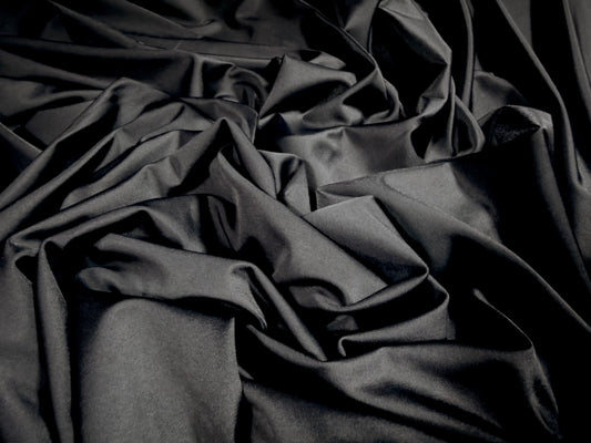 Stretch sateen activewear jersey fabric, per metre - matte - black