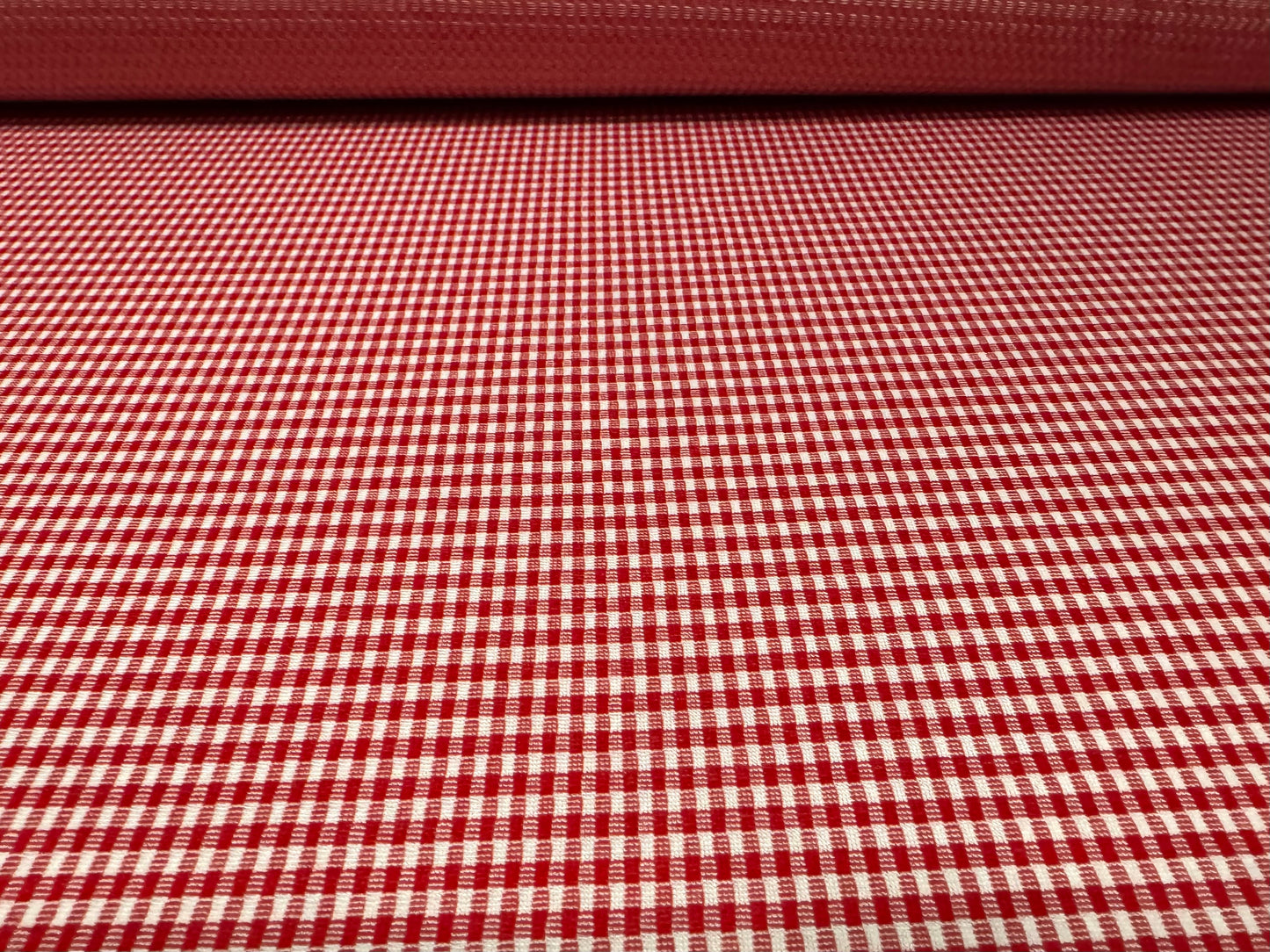 Single jersey knitwear fabric, per metre - gingham - red & white