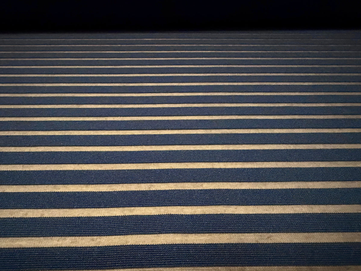 Ottoman rib stretch double jersey fabric , per metre - burnout stripe - navy blue