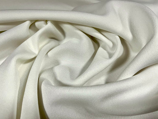 Sateen back crepe woven dress fabric, per metre - plain - ivory