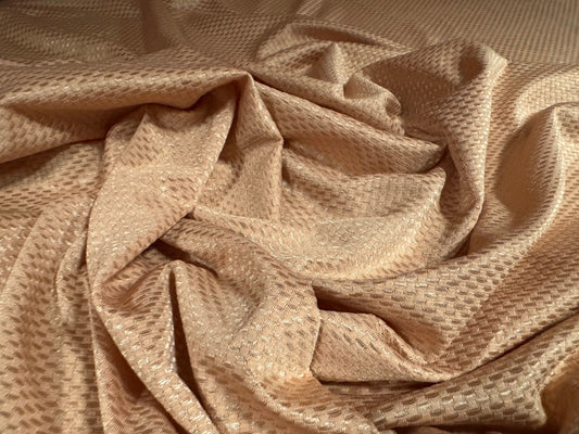 Stretch spandex fishnet satin jersey fabric, per metre - nude