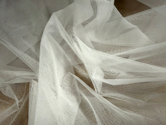 Double width tulle tutu mesh net fabric, per metre - plain - white