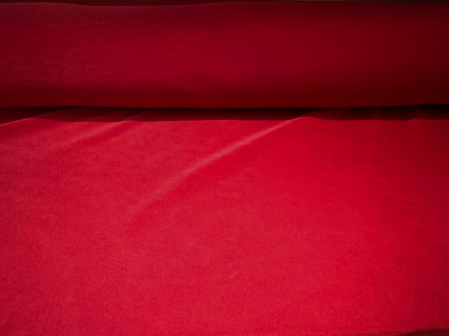 Soft touch spandex stretch jersey dress fabric, per metre - plain - classic red