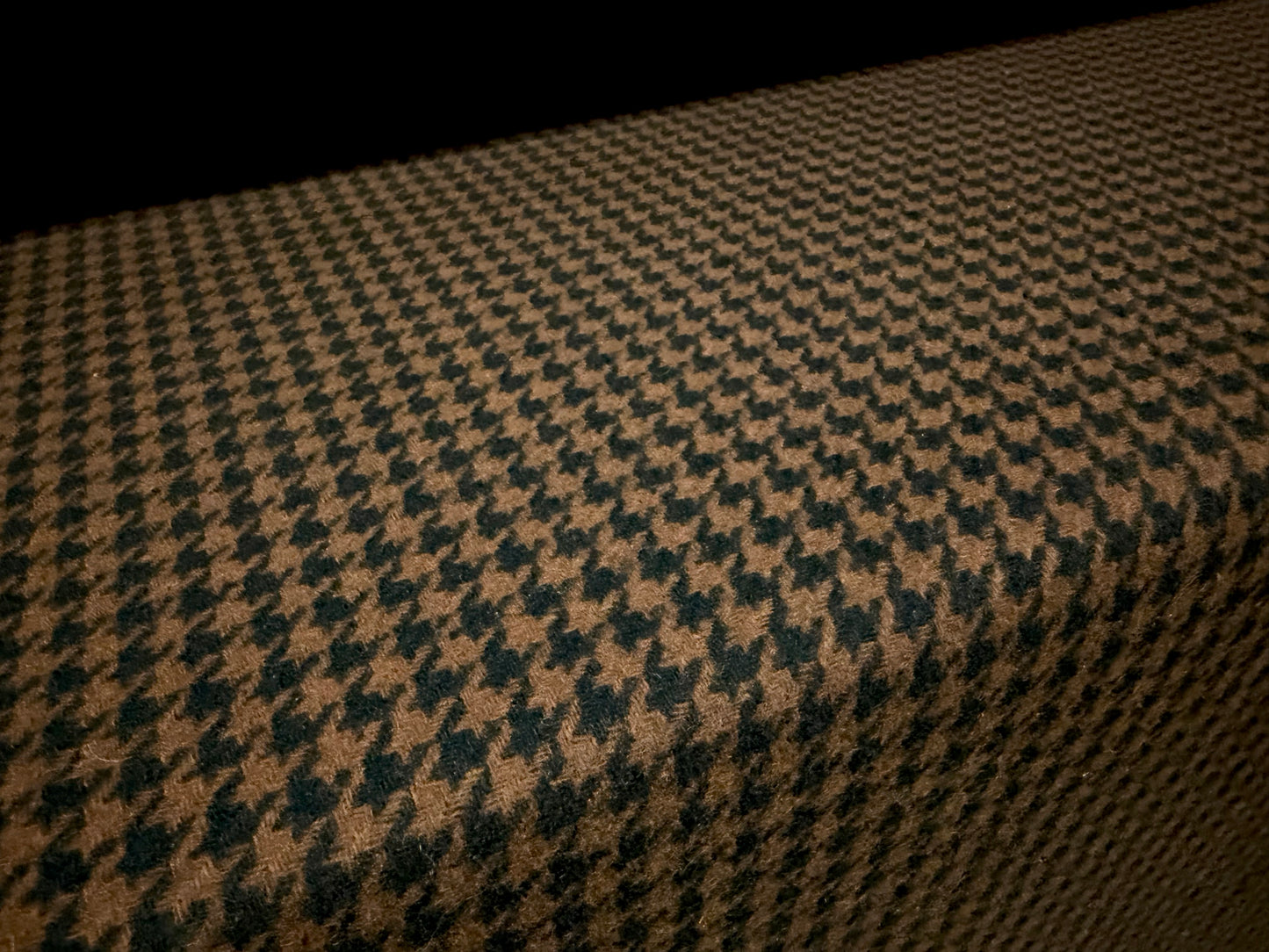 Heavyweight wool flannel fabric, per metre - dogtooth - brown & black