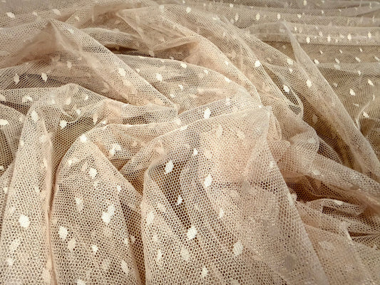 Power mesh net stretch fabric, per metre - Dobby jacquard - caucasian skin tone