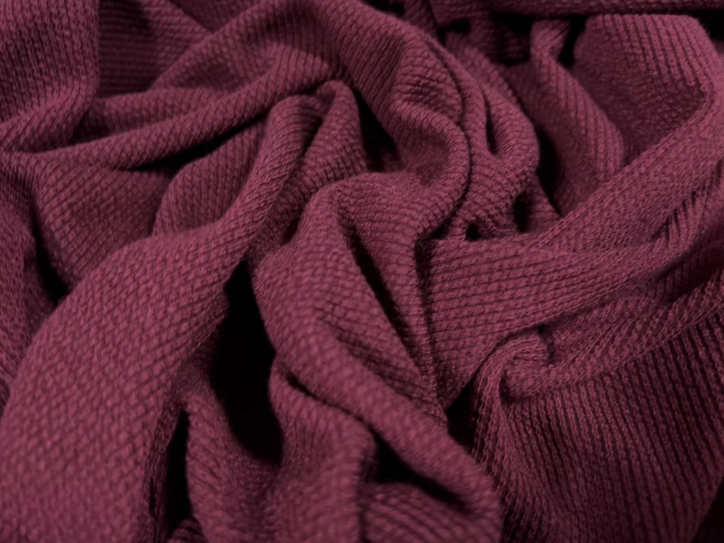 Powder touch rib stretch spandex jersey fabric, per metre - burgundy