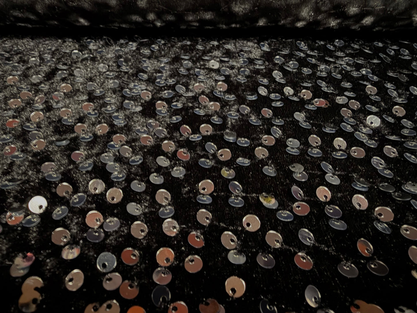 Panné velour fabric with sequins, per metre - black