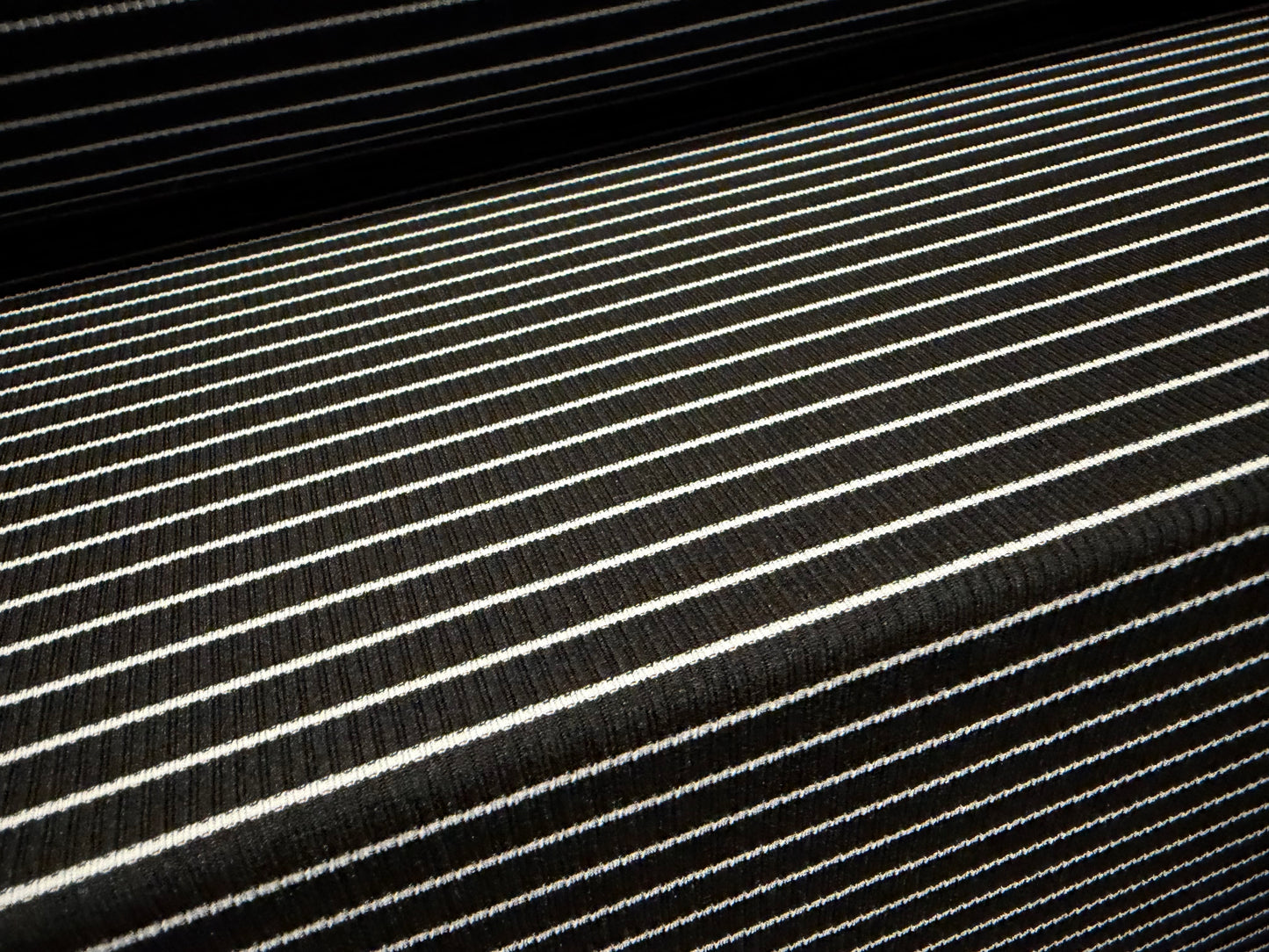 Stretch Spandex rib jersey fabric, per metre - pinstripe - black & white