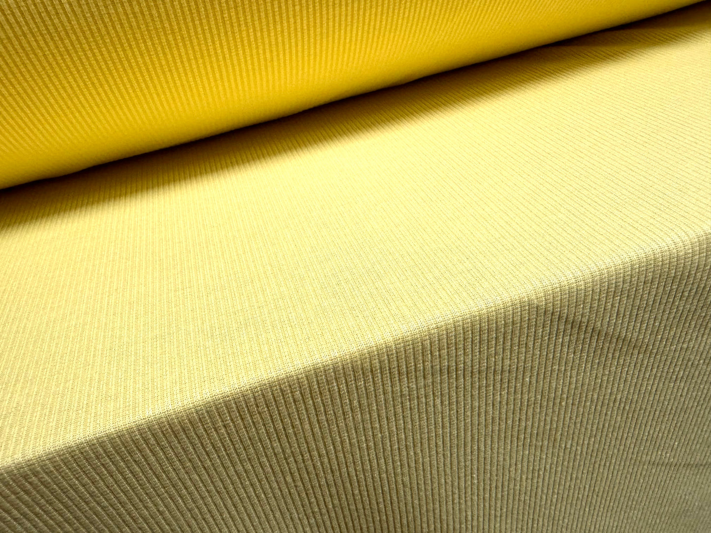 Soft handle 2x1 ribbed jersey knit fabric, per metre - plain - lemon