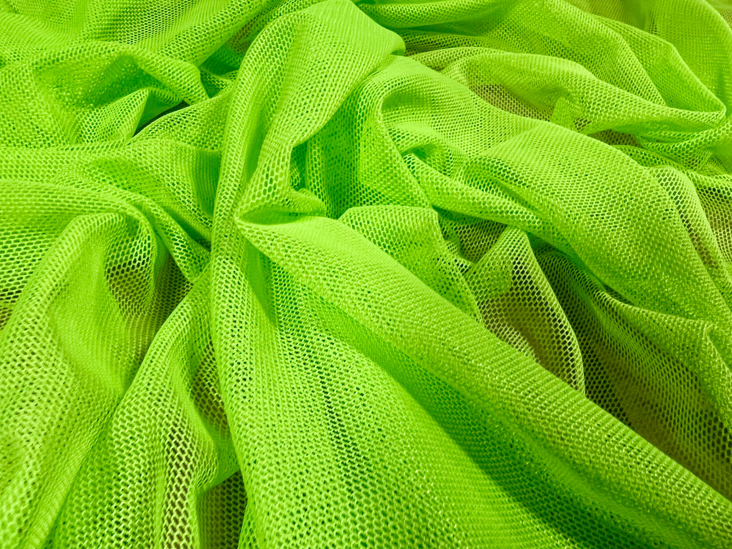 Power mesh net stretch spandex fabric, per metre - plain - neon green