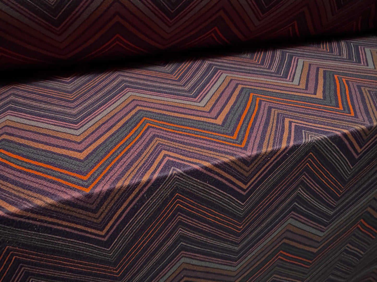 Stretch Spandex crepe jersey fabric, per metre - chevron print - purple