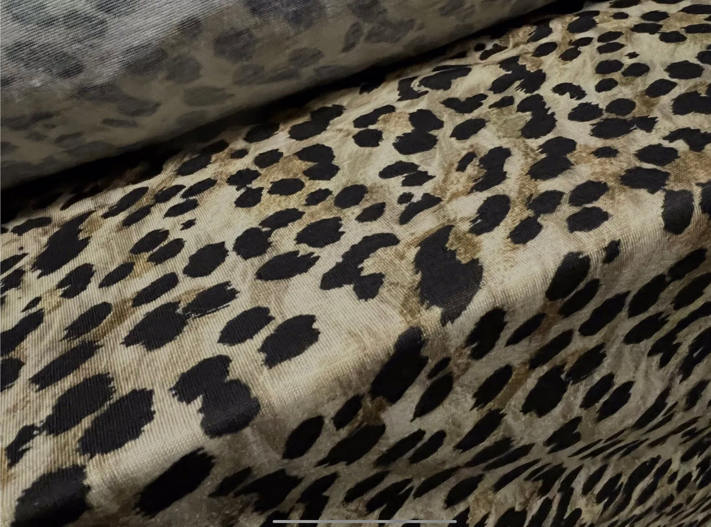 Soft handle single jersey fabric, per metre - leopardskin animal print - drab