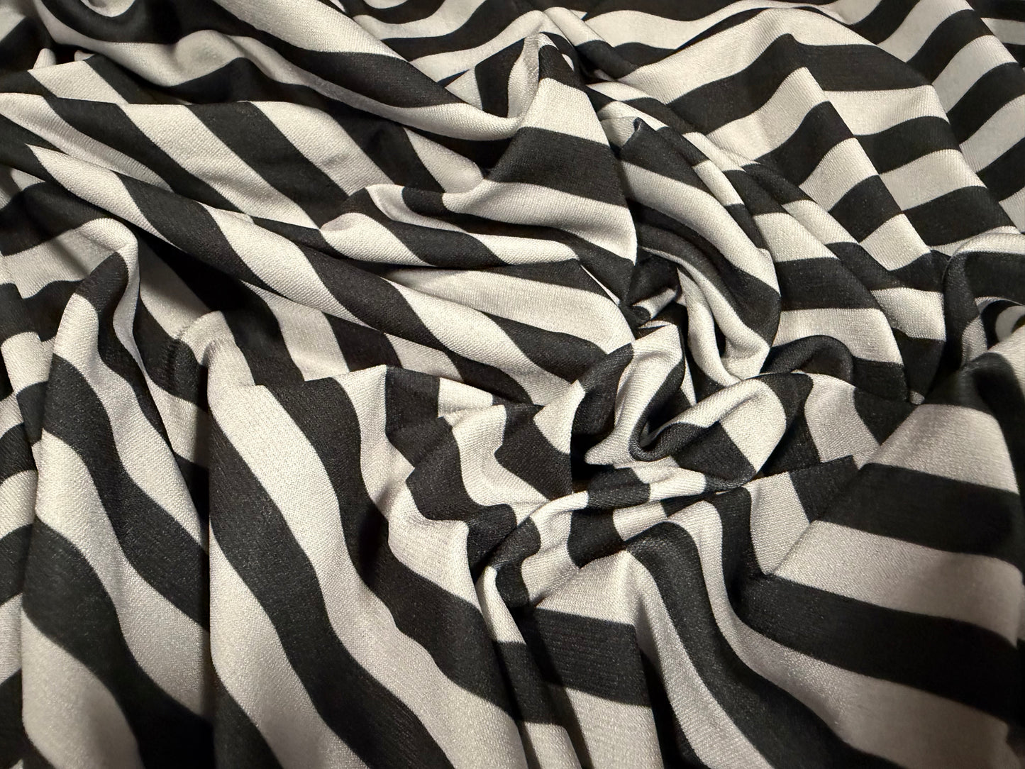 ITY stretch spandex single jersey fabric, per metre - stripe - black & light grey